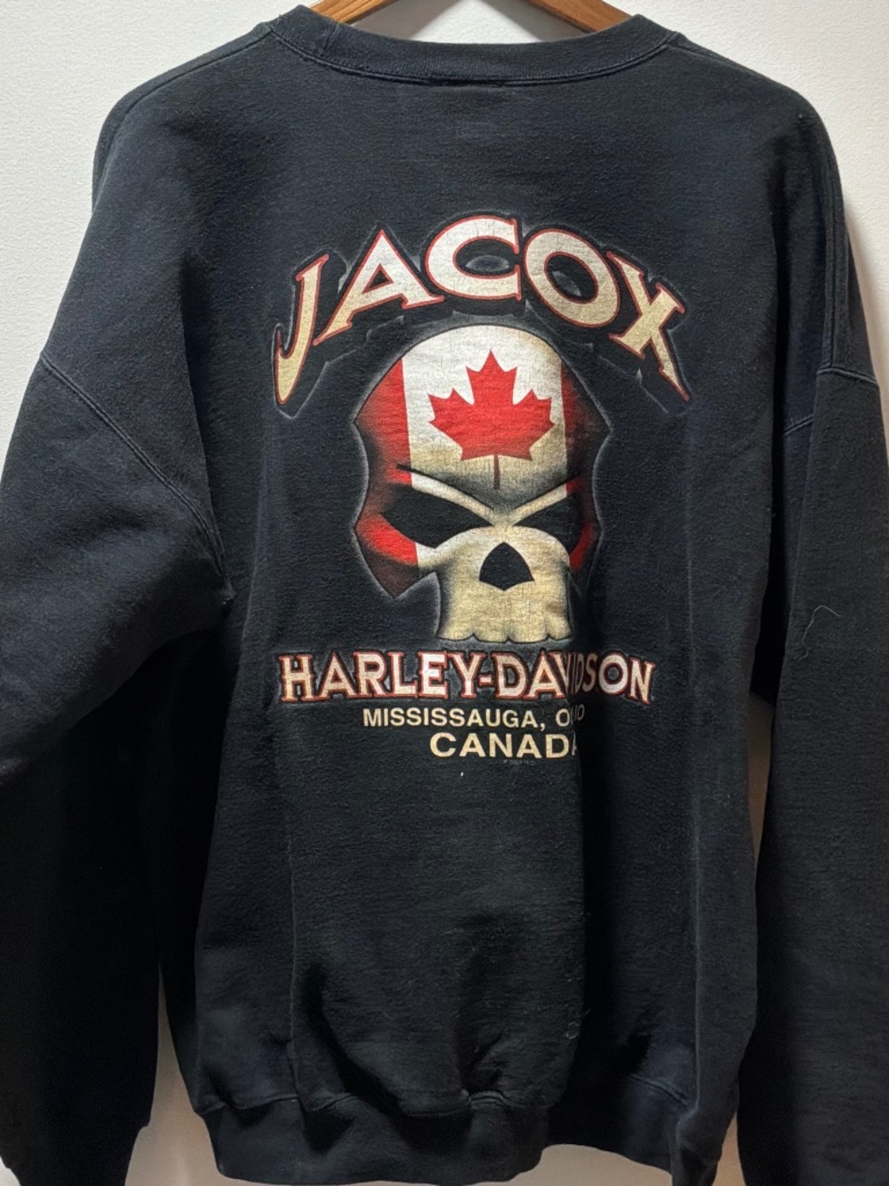 VTG Harley Davidson Skull Crewneck Sweatshirt Large 25”x25” Boxy Y2K